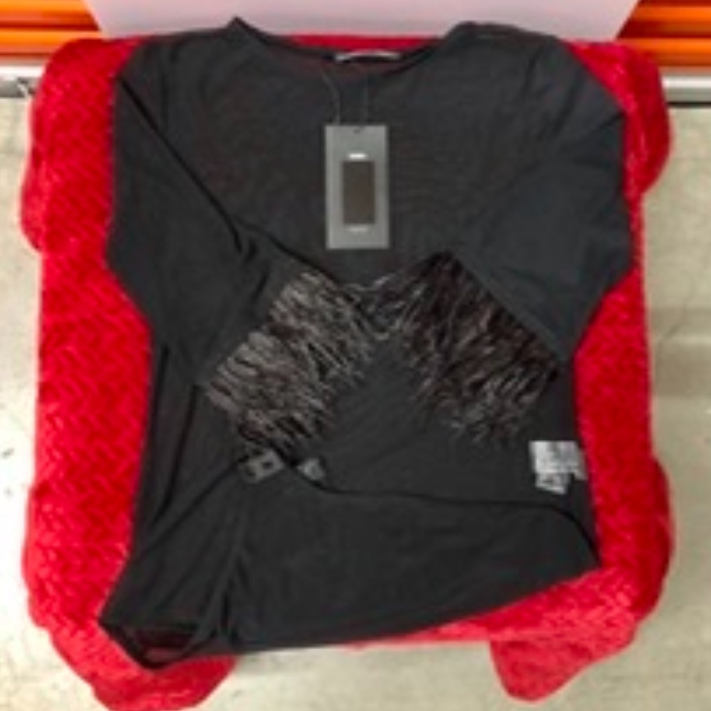 NWT ZARA Semi Sheer Sexy Bodysuit w Feathers, M